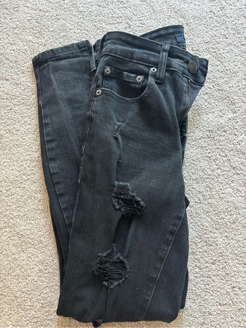 Aeropostale Black Distressed Skinny Jeans